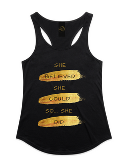 Womens' She Believed She Could Racerback Tank Top