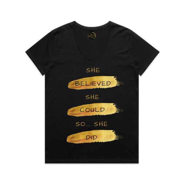 Womens' She Believed She Could V-Neck T-Shirt