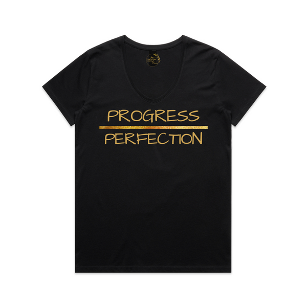 Womens' Progress Over Perfection V-Neck T-Shirt