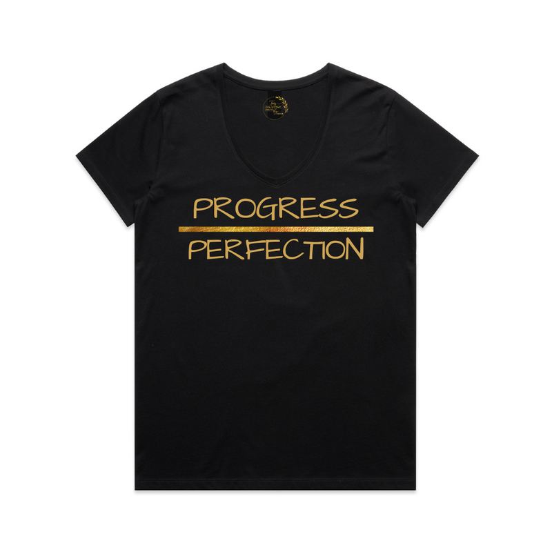 Womens' Progress Over Perfection V-Neck T-Shirt