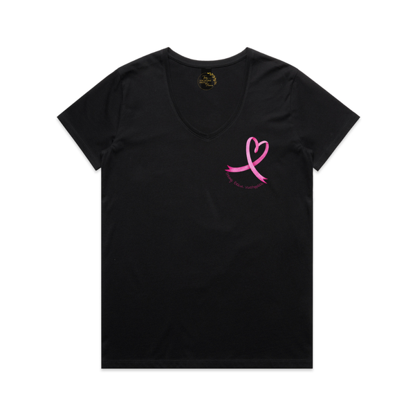 Womens' Breast Cancer Awareness - Strong. Brave. Unstoppable. V-Neck T-Shirt