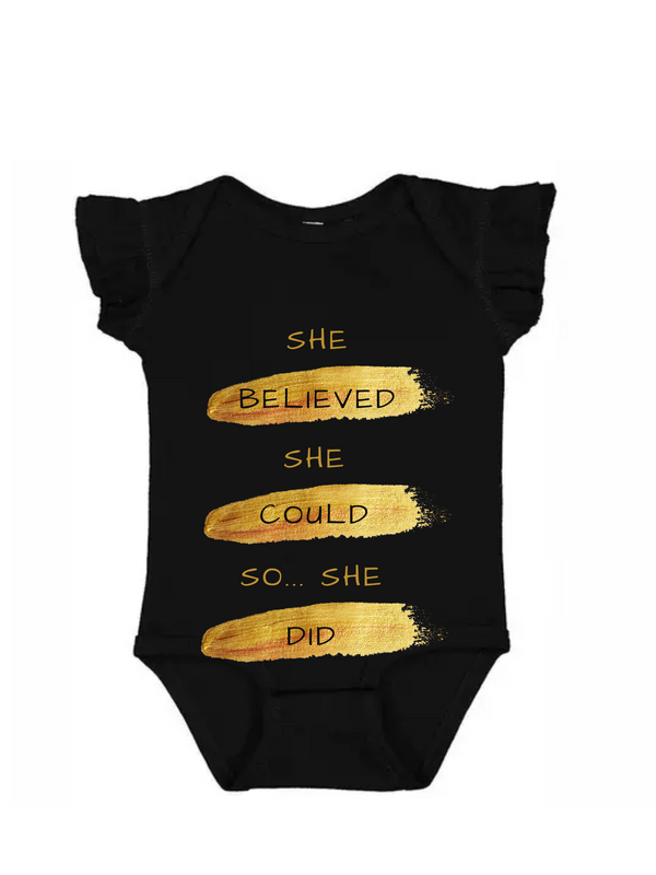 Infant "She Believed" Flutter Sleeve Bodysuit