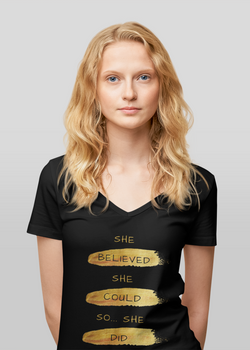 Womens' She Believed She Could V-Neck T-Shirt